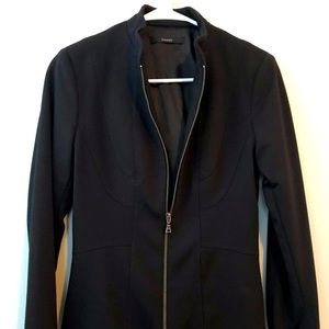 Black fitted jacket.